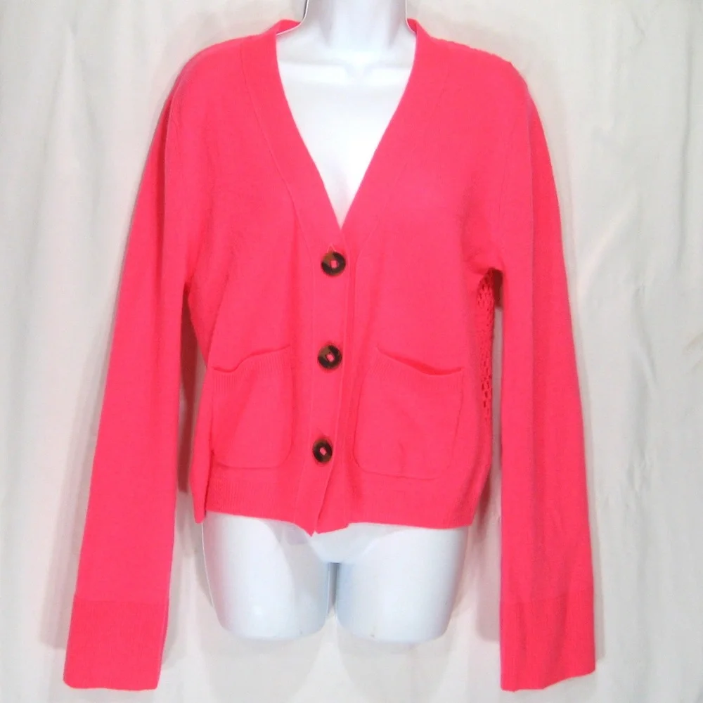 BRODIE ⚜ WOMEN PINK CASHMERE FASHION LONG SLIVE CARDIGAN - Picture 5 of 6